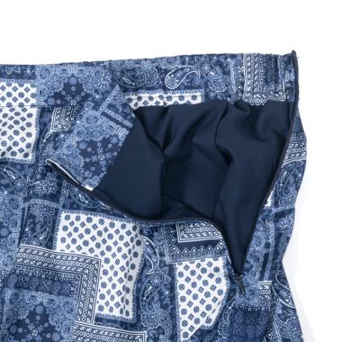 KJケージェイ／スクエアディッシュ柄ロングスカート（NAVY）｜Skirt