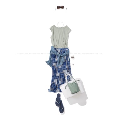 KJケージェイ／スクエアディッシュ柄ロングスカート（NAVY）｜Skirt
