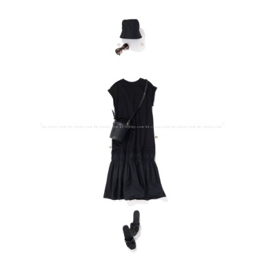 LIEU ルゥ／バックツイストデザイン ワンピース（black)｜Onepiece