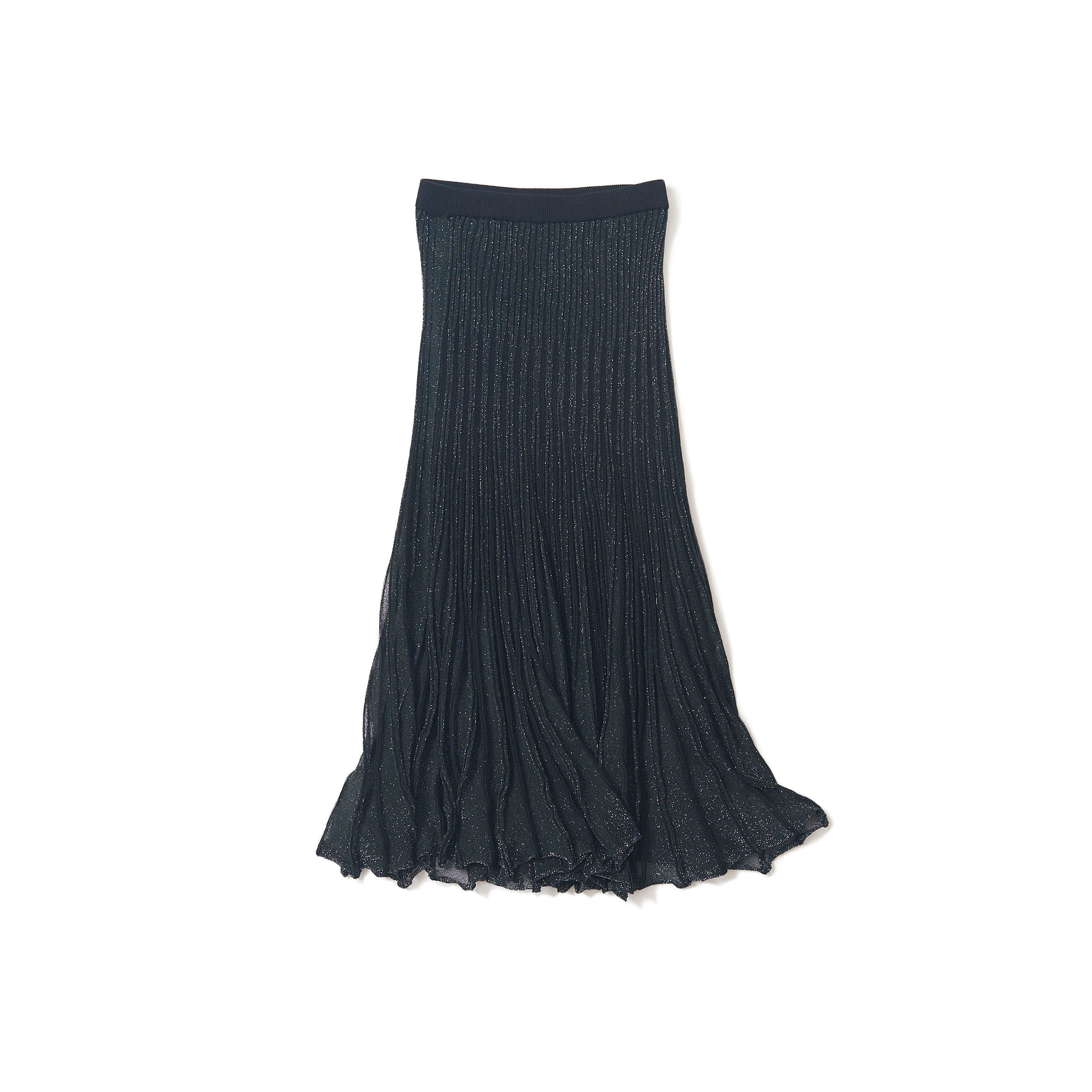 boussole ブソル／グロッシーラメプリーツスカート（BLACK SILVER