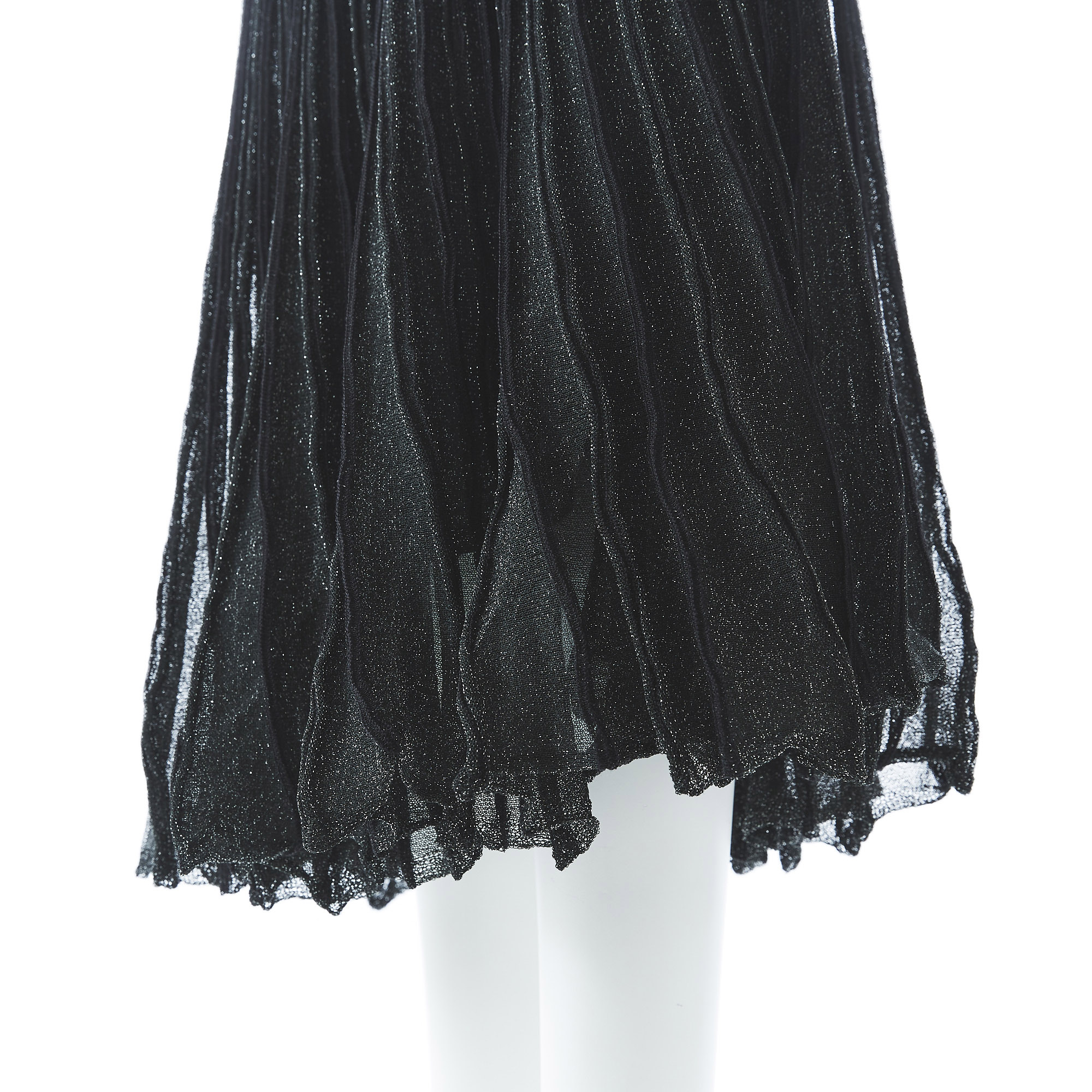 boussole ブソル／グロッシーラメプリーツスカート（BLACK SILVER 