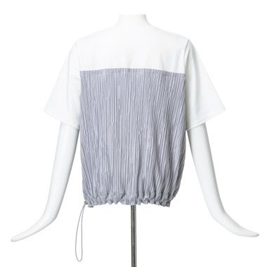 LIEU ルゥ ／プリーツTシャツ（white x silvergray）｜Tops