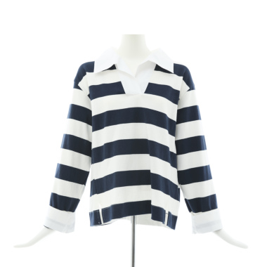 LIEU ルゥ ／ワイドボーダー ラガーシャツ（navyxwhite)｜Tops｜Kyoko