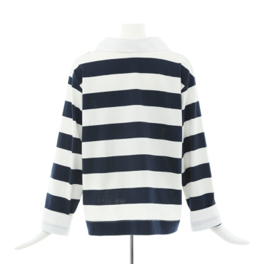LIEU ルゥ ／ワイドボーダー ラガーシャツ（navyxwhite)｜Tops｜Kyoko