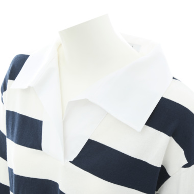 LIEU ルゥ ／ワイドボーダー ラガーシャツ（navyxwhite)｜Tops｜Kyoko