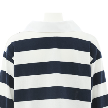 LIEU ルゥ ／ワイドボーダー ラガーシャツ（navyxwhite)｜Tops｜Kyoko