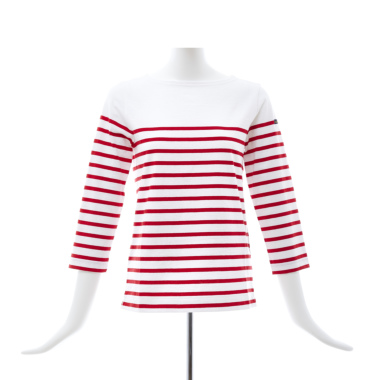 Le minor ルミノア/パネルボーダーTシャツ(Blanc /Rouge)｜Tops｜Kyoko 