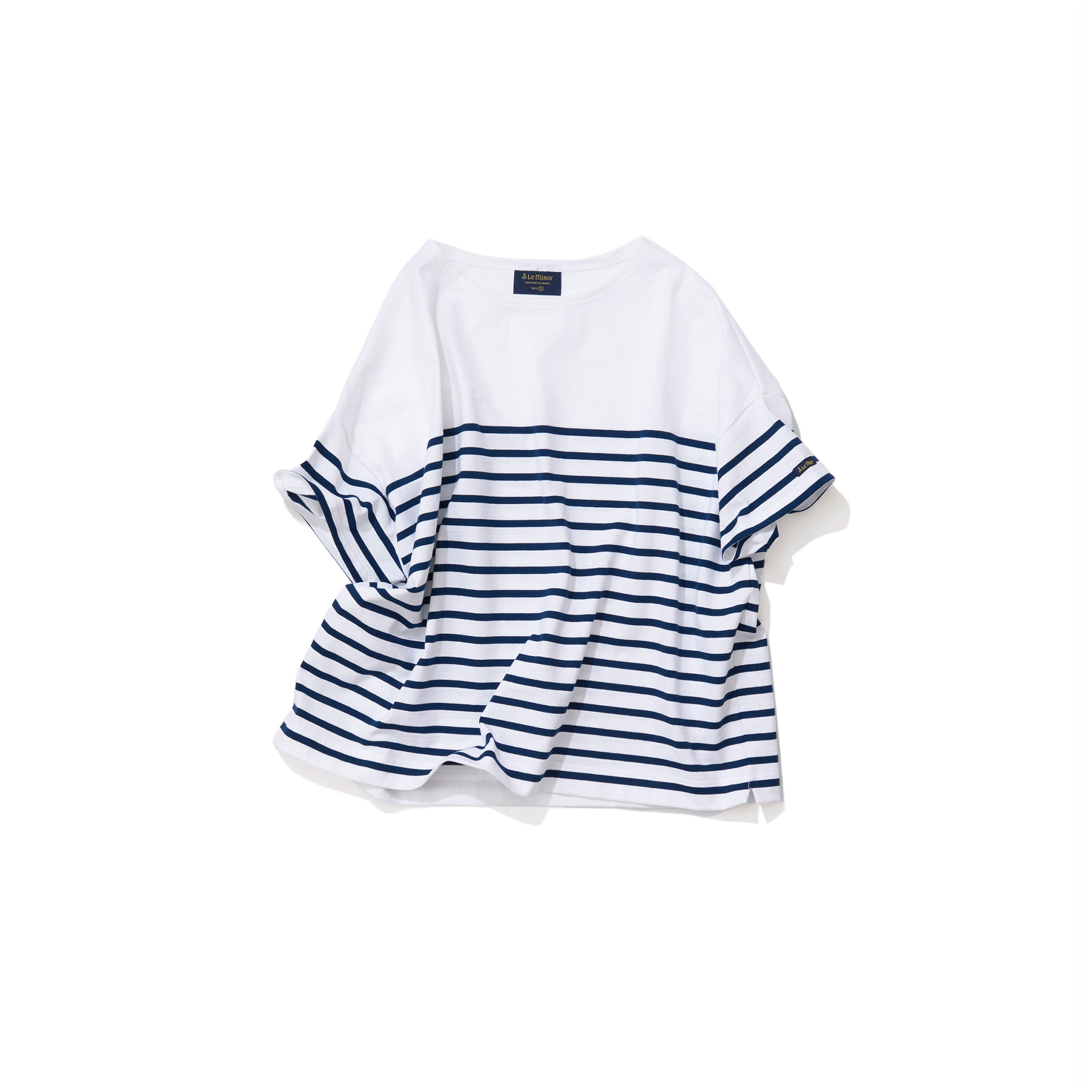 Le minor ルミノア/半袖パネルボーダーTシャツ(Blanc / Marine)｜Tops