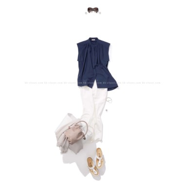 DES PRES デ・プレ／アシメヘムブラウス（NAVY)｜Tops｜Kyoko