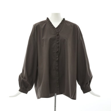 g ジィー/ フリルシャツ（bitter brown)｜Tops｜Kyoko Kikuchi