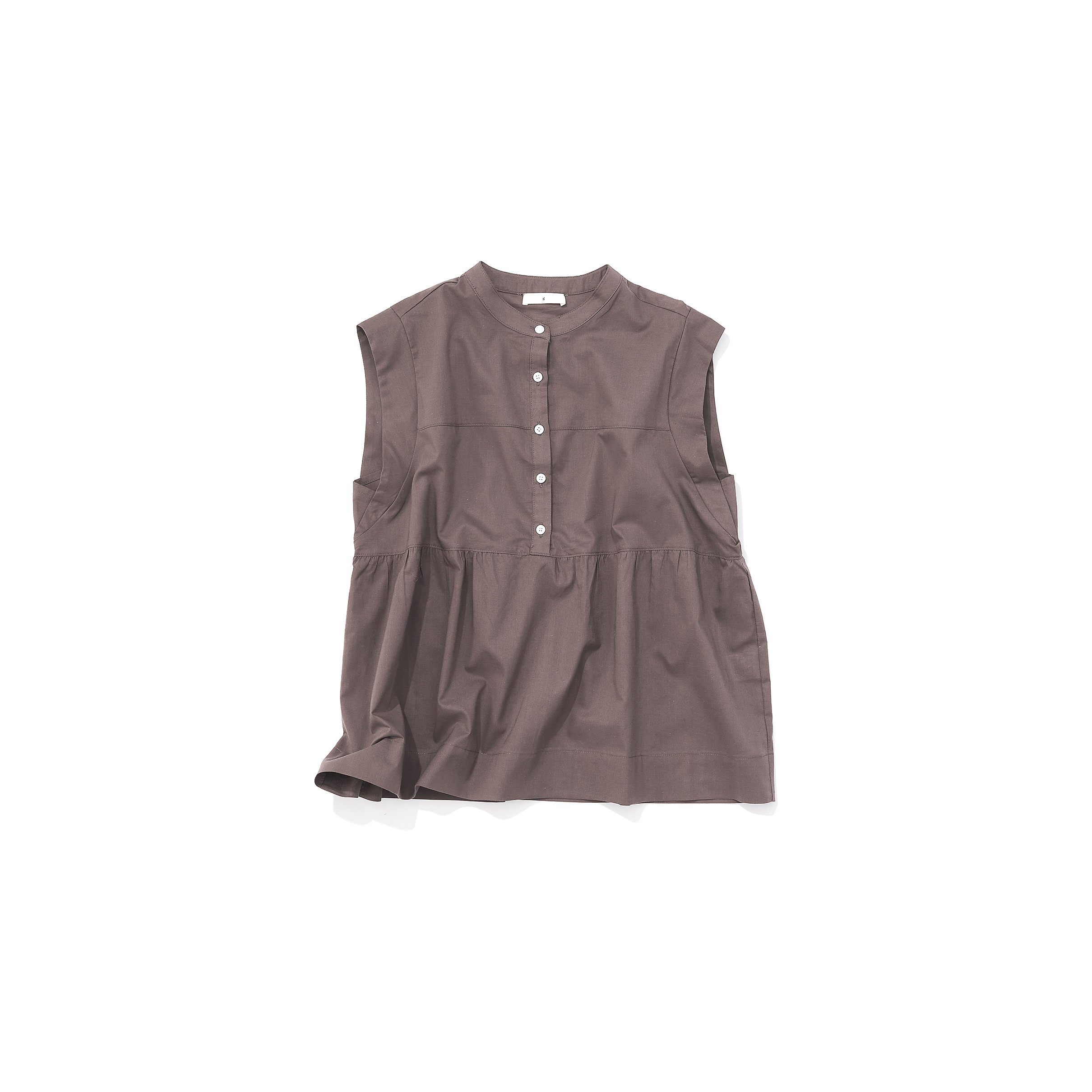 極美品♪シーニュ Ponchan ねじりパフ コットンブラウス g ジィー / バンドカラーコットンブラウス（brown）｜Tops｜Kyoko