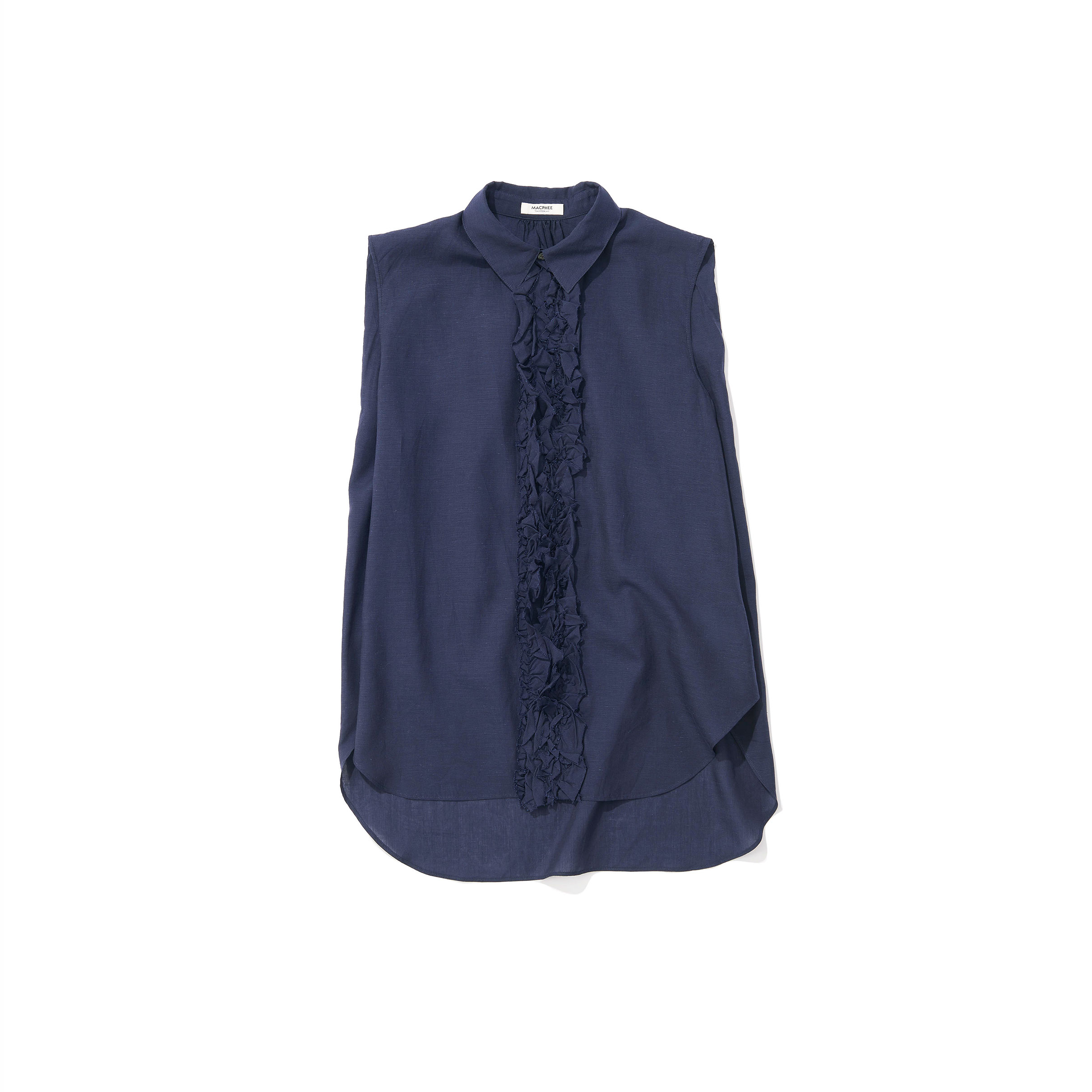 MACPHEEマカフィー/ノースリーブフリルシャツ（navy)｜Tops｜Kyoko 