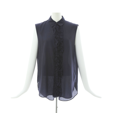 MACPHEEマカフィー/ノースリーブフリルシャツ（navy)｜Tops｜Kyoko 
