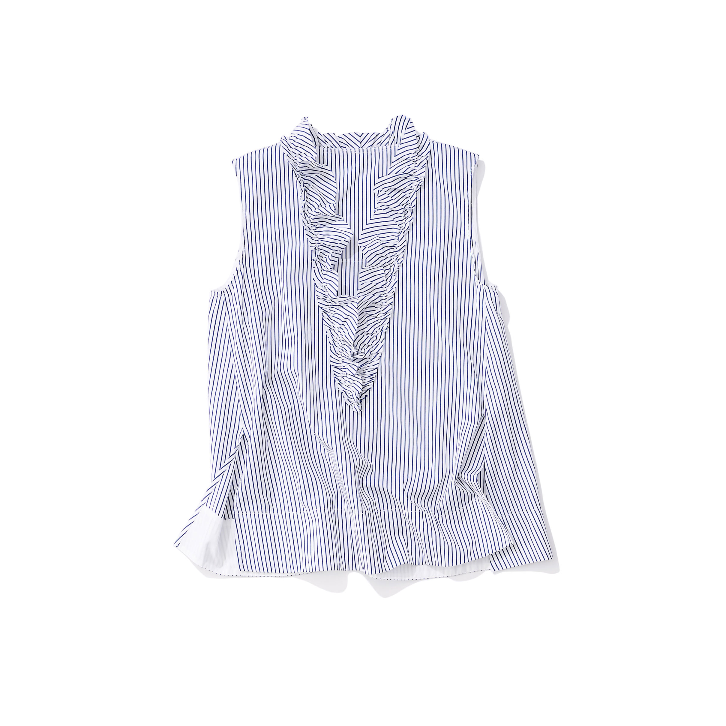 MACPHEEマカフィー/ストライプ ラッフルブラウス（white x navy