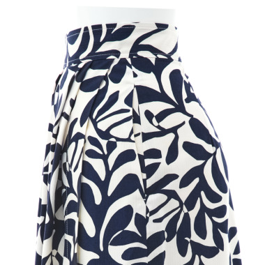 MACPHEEマカフィー /ボタニカル柄ラップスカート（ivory x navy