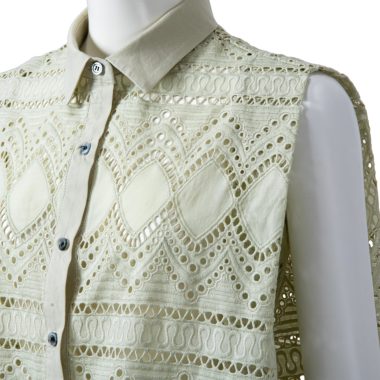 菊池京子さんK.K closetカットワークレースブラウス SOLソル/ カットワークレースシャツ（Mint)｜Tops｜Kyoko