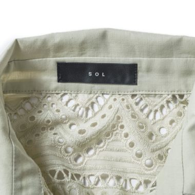 SOLソル/ カットワークレースシャツ（Mint)｜Tops｜Kyoko