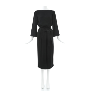 L'UNE リュンヌ／バックサテンジョーゼットブラウス（BLACK)｜Tops