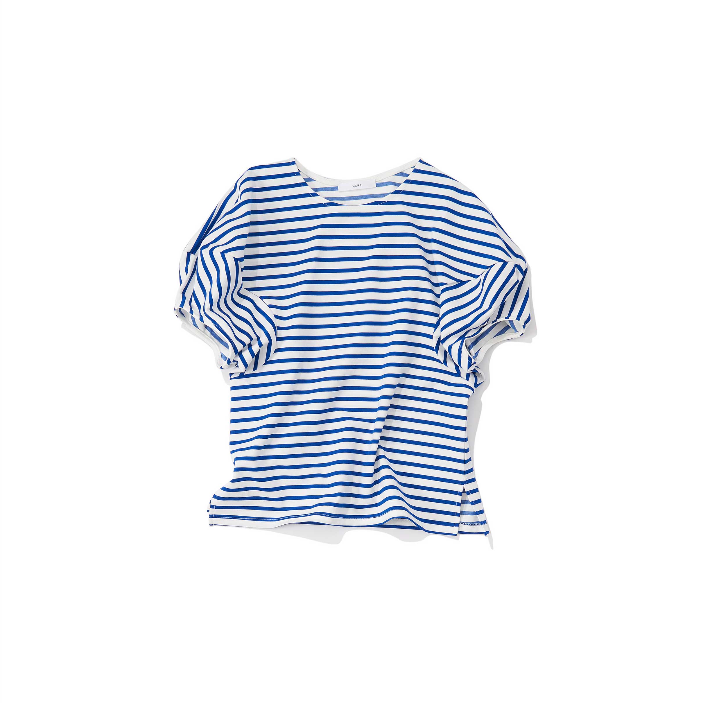 MAHA マハ ／ボリューム半袖ボーダートップス（whitexroyal)｜Tops