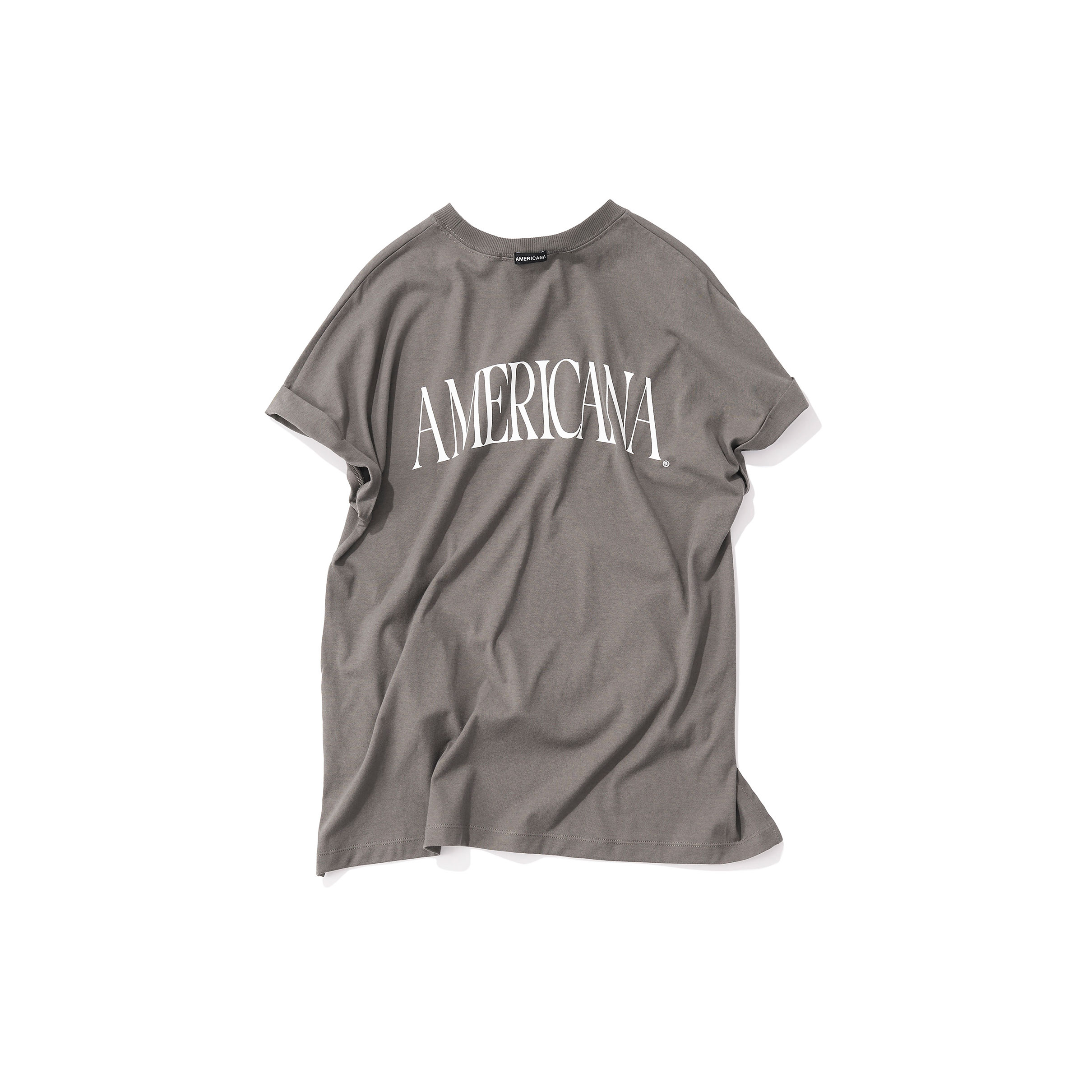 Americana アメリカーナ/バックプリントロゴTシャツ（greige brown